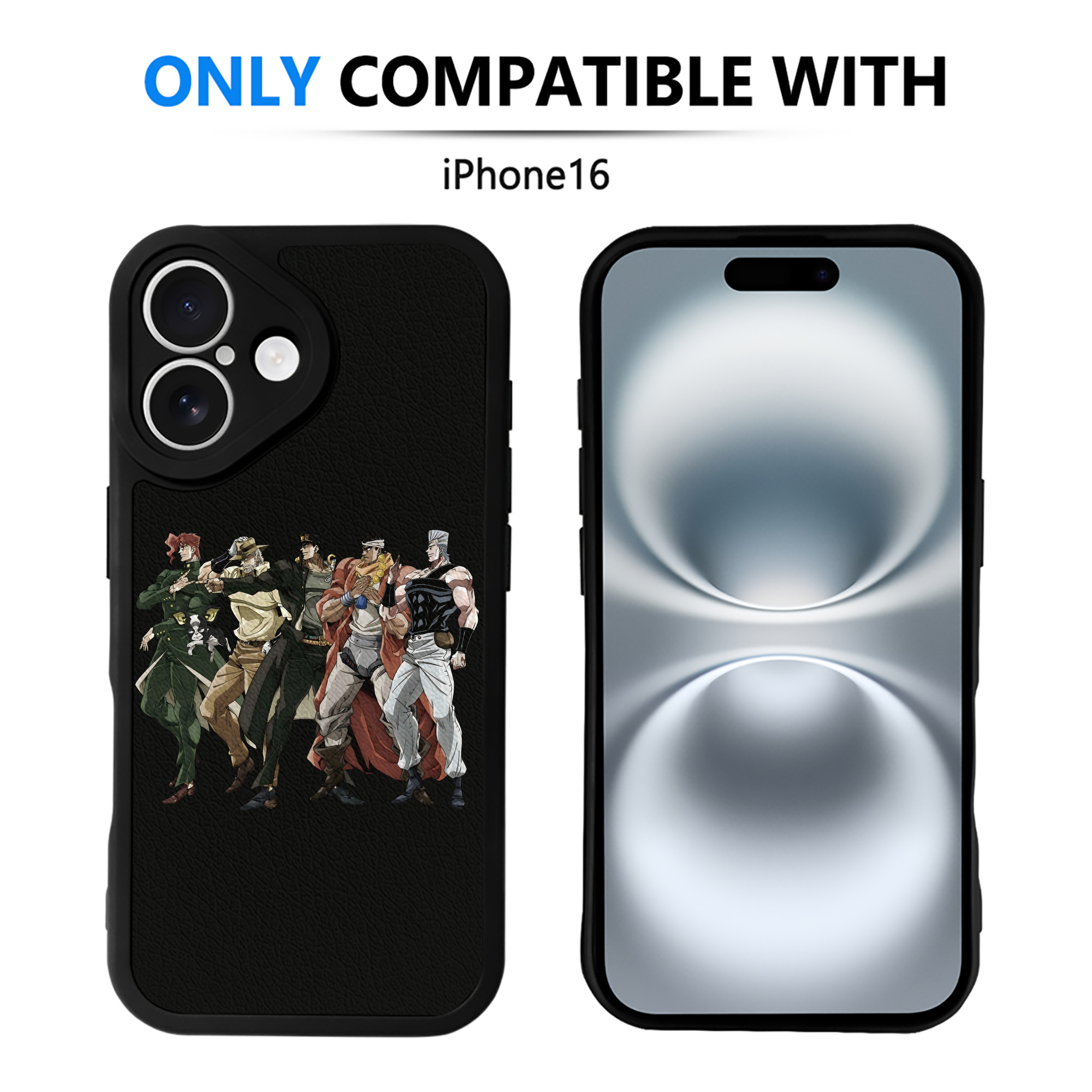 （画像用） ジョジョの奇妙な冒険 JoJo's Bizarre Adventure 【iPhone 16シリーズ対応】シリコンスマホケース（レザー調） 材質：シリコン